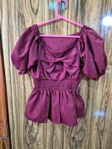Chic Burgundy Bow Top