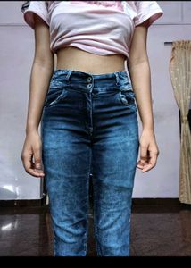 Floral Print Top With Denim Jeans