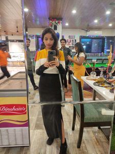 Color  Yellow &amp; Block A-line Dress
