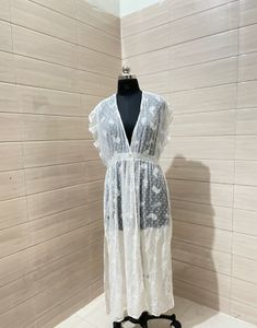 White Paisley Maxi Cover-Up
