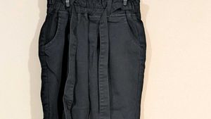 Stylish Black Paperbag Waist Pants