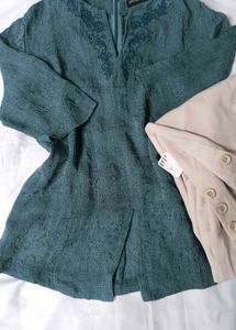 Elegant Green Embroidered Tunic Top