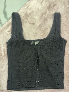 DIVIDED Black Lace Corset Top (size XS)