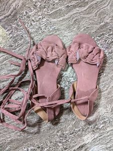 Pink Suede Flats With Straps 💝