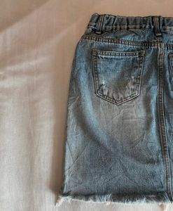 DENIM SHORT SKIRT -Blue