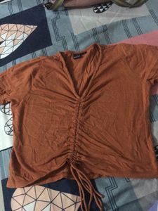 orange v nack crop top with adjustable strap