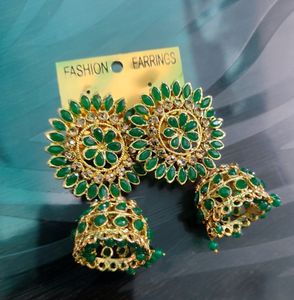 Green Jhumka Light Weight Partywear