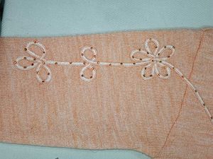 Peach Knit Top with Floral Detail