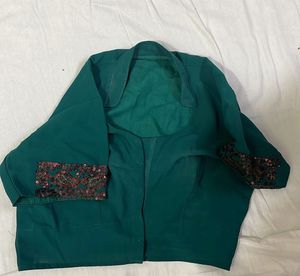 Emerald Green Floral Embroidered Saree
