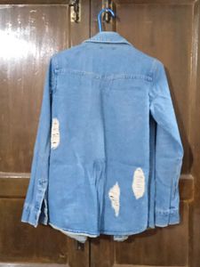 Distressed Denim Button-Down