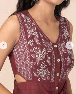 Indya A Line V Neck Kurta Cum Dress