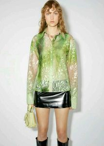 Sheer Abstract Print Shirt