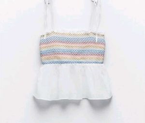 ZARA 🌈 Smocked Crop Top Never Used