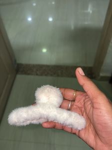 Fluffy White Hair Clip