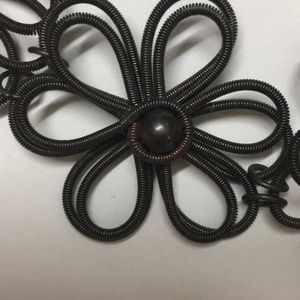Floral Metal Oxidised Twisted Wire Spring Statement Necklace