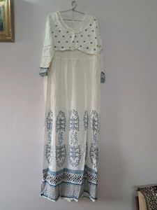 White Long Kurti With Duppatta
