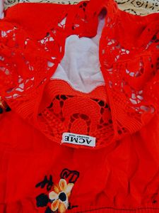 Red Floral Embroidered Top