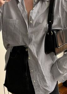 Oversized Pintresty Navy Blue Strips Shirt