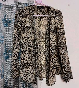 Zink Leopard Print Open Front Shrug