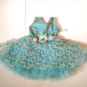 Cute Aqua Flower Girl Dress