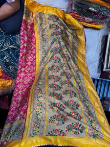 Pink Patola Silk Fabric