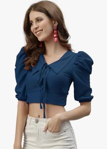 Stylish Blue Puff Sleeve Top