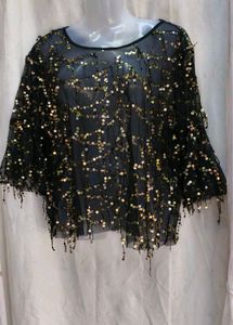 151212. Sequin Embellished Black Top