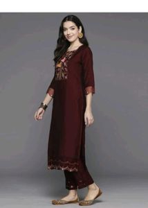 Straight Long Heavy Embroidery Kurta For Womens