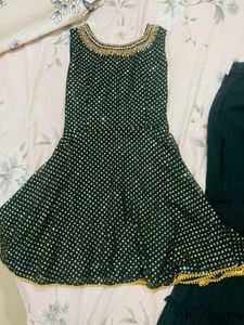 Green Embroidered Sharara set