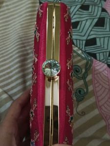 Red Embellished Clutch