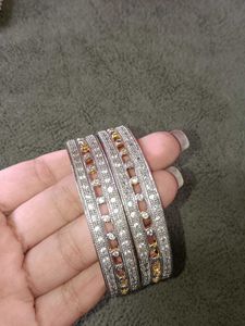 Elegant Silver &amp; Gold Bangle Set