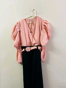 Chic Pink & Black Dress🩷