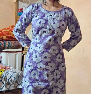 Floral Print Purple Kurta with pajama