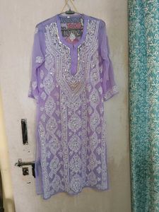 Lavender Embroidered chikankari kurta