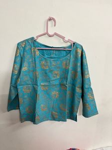 Teal&Gold Brocade Top