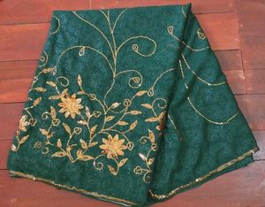 Emerald Green Embroidered Sari