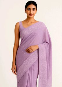 🛍️Lavender Rubber Print Saree⭐⭐⭐⭐⭐