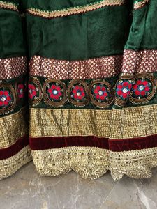 Green Velvet Lehenga Skirt