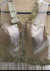 Elegant White &amp; Silver Ethnic Gown