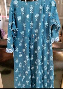 Blue Floral Print Angrakha Dress