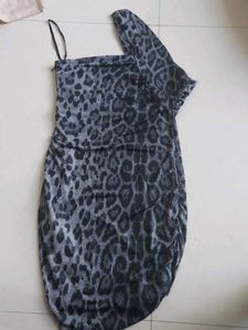 Leopard Print One-Shoulder Dress