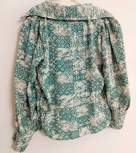 Peplum Patterned Green Shirt
