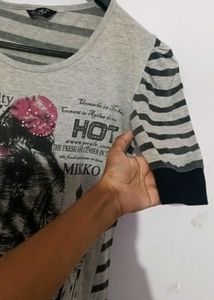 Black Stripped Grey Tshirt