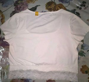 White Lace Trimmed Top