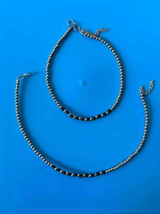 Silver Moti Anklets