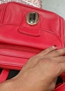 Red Crossbody Bag with Jewel Detail