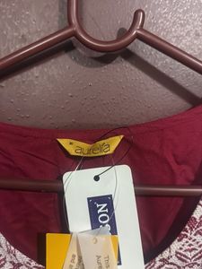 Maroon &amp; White Printed Pant Set