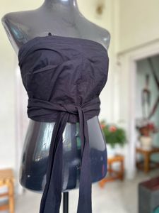 Black Tie-Front Tube Top