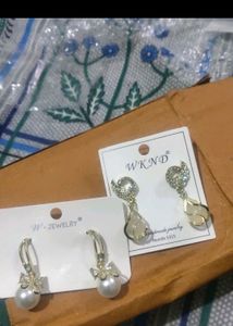 Two Pair Korean Gold Plated Earrings