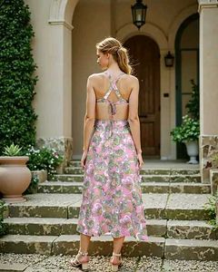 Shisn Pink Paisley Halter long dress